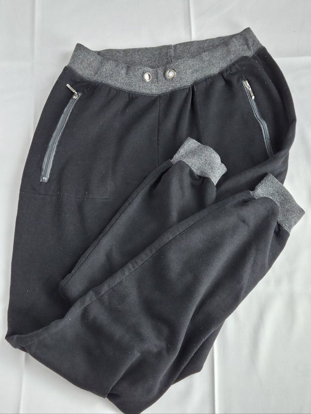 Coco Limon...Black Joggers with Gray Ribbed Waistband & Cuffs